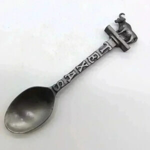 Vintage Texas Handicapped Longhorn Souvenir Engraved Spoon Pewter Kitschy cool